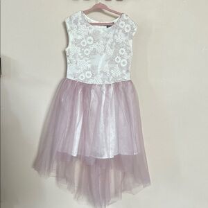 Zunie Girls Spring Dress Floral Brocade Tulle High Low Tulle Sparkle size 7